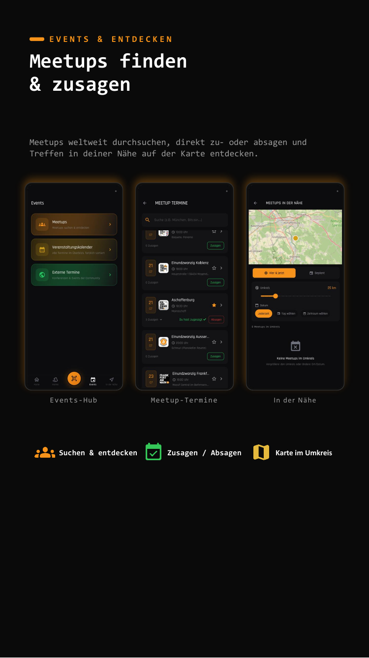 Meetups finden und zusagen