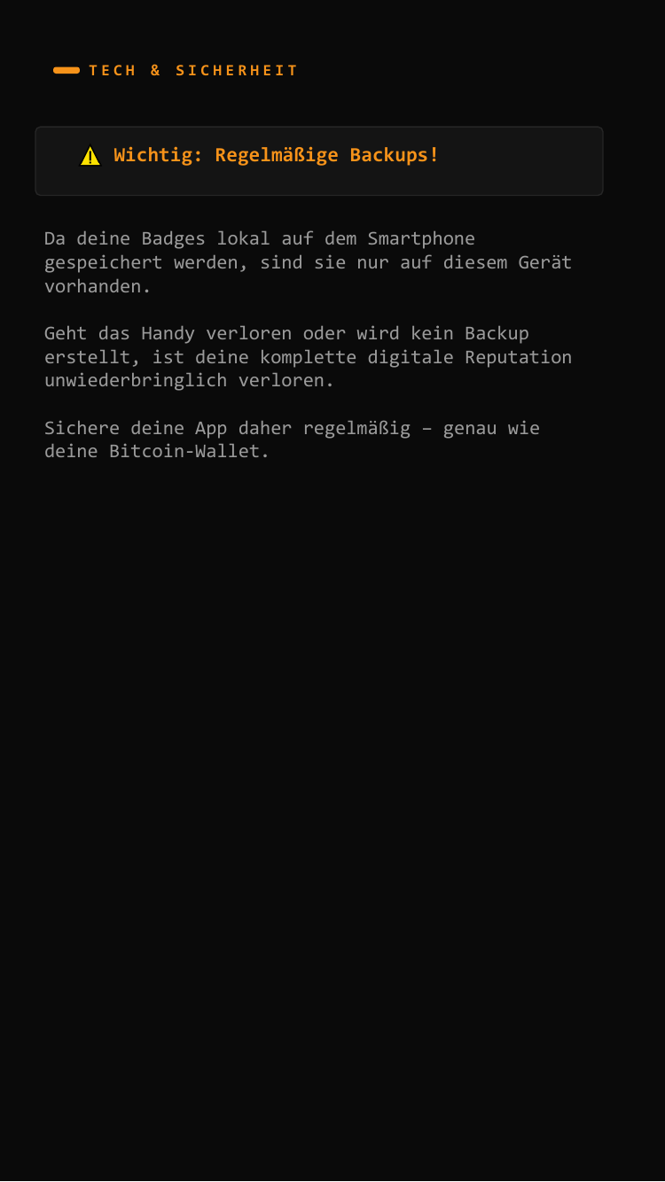 Hinweis zu regelmäßigen Backups
